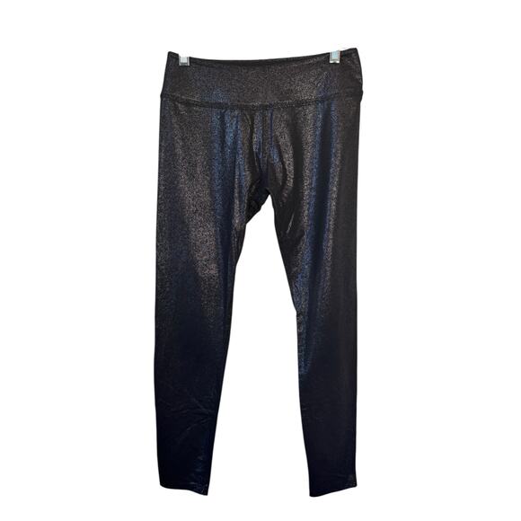 BEYOND YOGA Twinkle High Waisted 7/8 Yoga Leggings Black Silver Sparkle Sz Med - Picture 2 of 8
